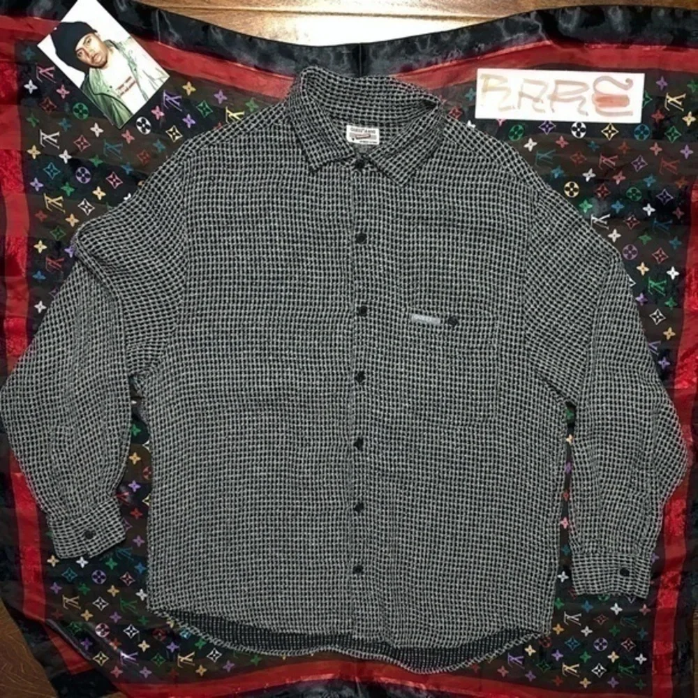 Japanese Style Sashiko Boro Stitch Knit Shirt Authentic Vintage Guess USA 80s πΈ - Picture 6 of 6